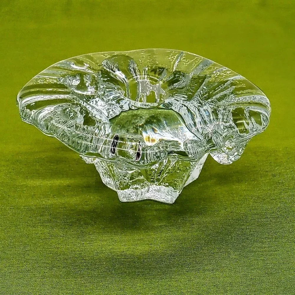 Vintage Scandinavian Art Glass Iittala Wirkkala Ice Candle Holder